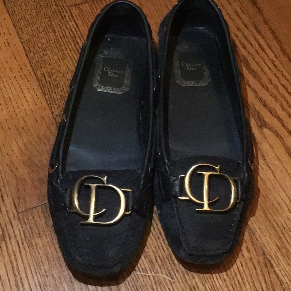 Black suede Dior shoes